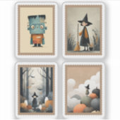 Minimalistische Wasserfarben Halloween-Briefmarke Aufkleber (Vorderseite)
