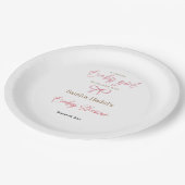 Minimalistische Wasserfarben Pink Bow Girl Babydus Pappteller (Schrägansicht)