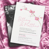 Minimalistische Wasserfarbenfeder blüht pink Einladung