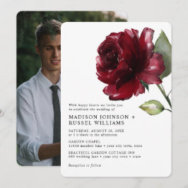 Minimalistische Wasserfarbenprägung Foto-Hochzeit  Einladung