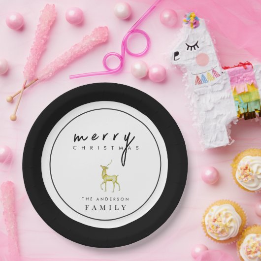 Minimalistische Wasserfarbenreiniger Frohe Weihnac Pappteller (Party)