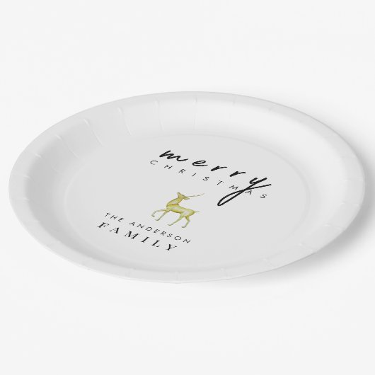 Minimalistische Wasserfarbenreiniger Frohe Weihnac Pappteller (Schrägansicht)