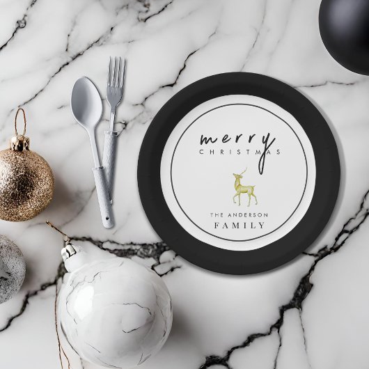 Minimalistische Wasserfarbenreiniger Frohe Weihnac Pappteller