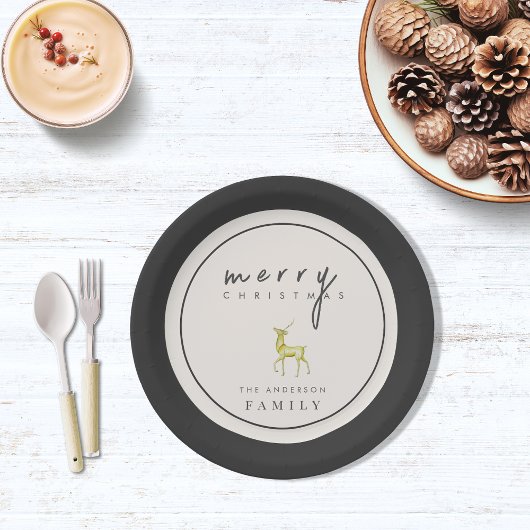 Minimalistische Wasserfarbenreiniger Frohe Weihnac Pappteller