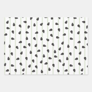 Minimalistische Wassermelonen Samen und Streifen S Geschenkpapier Set