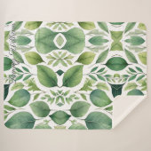 Minimalistische Watercolor Green Blätter Sherpadecke (Vorderseite (Horizontal))