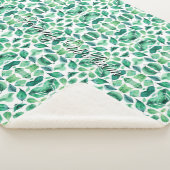 Minimalistische Watercolor Green Blätter Sherpadecke (3/4)