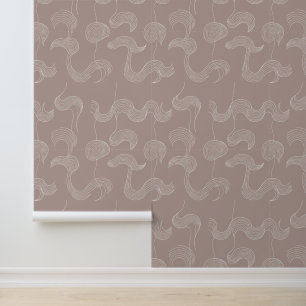 Minimalistische Wavy Line Art auf Mauve Tapete
