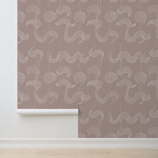 Minimalistische Wavy Line Art auf Mauve Tapete