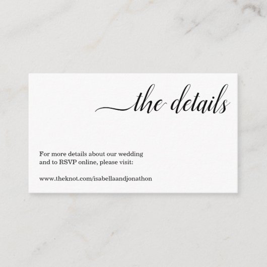 Minimalistische Website-Abschlusskarte für Hochzei Begleitkarte (Vorderseite)