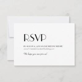 Minimalistische Website zur Hochzeit im Art Deco RSVP Karte