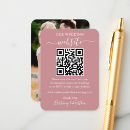 Minimalistische Wedding Website Foto QR Dusty Rose Begleitkarte