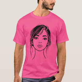 Minimalistische weibliche Gesichtslinienkunst-Port T-Shirt