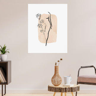 Minimalistische weibliche Linienkunst Botanische W Poster