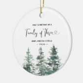 Minimalistische Weihnachten als Familie der drei Keramik Ornament (Links)