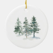 Minimalistische Weihnachten als Familie der drei Keramik Ornament (Hinten)