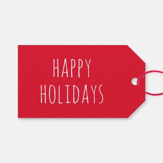 Minimalistische Weihnachten | Classic Red Winter H Geschenkanhänger (Vorderseite (Horizontal))