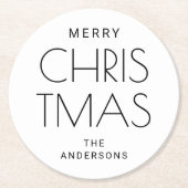 Minimalistische Weihnachten der Neuzeit. Feierlich Runder Pappuntersetzer (Vorderseite)