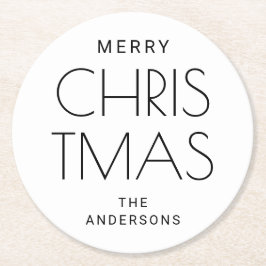 Minimalistische Weihnachten der Neuzeit. Feierlich Runder Pappuntersetzer