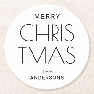 Minimalistische Weihnachten der Neuzeit. Feierlich Runder Pappuntersetzer