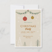 Minimalistische Weihnachten in Beige und Grün Einladung (Vorderseite)