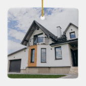 Minimalistische Weihnachten in unserem neuen Zuhau Keramikornament (Rückseite)