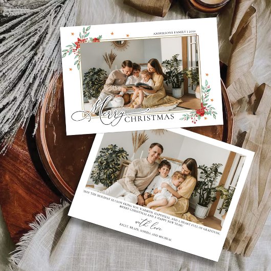 Minimalistische Weihnachten mit Fotokarte Einladung