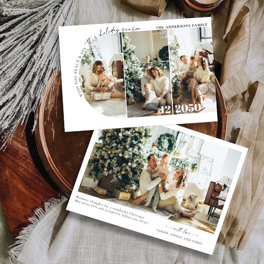 Minimalistische Weihnachten mit Fotokarte Einladung