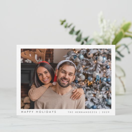 Minimalistische Weihnachten Modernes Foto Rot (Stehend Vorderseite)