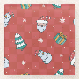 Minimalistische Weihnachten: Rotes Nahtloses Desig Glasuntersetzer