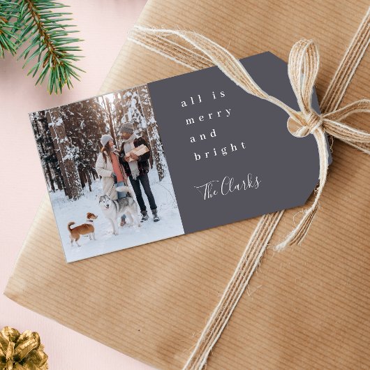 Minimalistische Weihnachten | Scandi Slate Gray Fo Geschenkanhänger