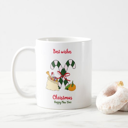 Minimalistische Weihnachten und Neues Jahr glückli Kaffeetasse (Mit Donut)