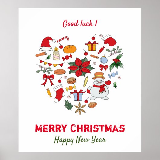 Minimalistische Weihnachten und Neues Jahr glückli Poster (Vorne)