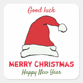 Minimalistische Weihnachten und Neues Jahr glückli Quadratischer Aufkleber