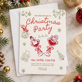 Minimalistische Weihnachts-Cocktailparty-Einladung Einladung