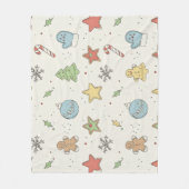Minimalistische Weihnachts-Cookie-Doodle Fleecedecke (Vorderseite)
