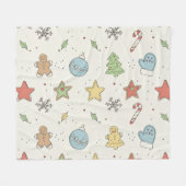 Minimalistische Weihnachts-Cookie-Doodle Fleecedecke (Vorderseite (Horizontal))