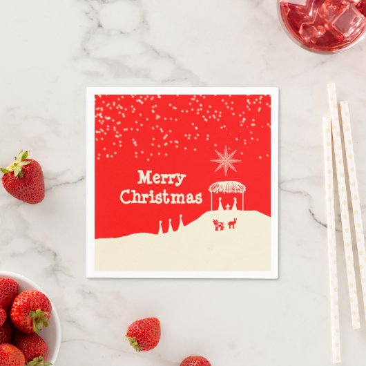 Minimalistische Weihnachts-Krippe Serviette (Beispiel)