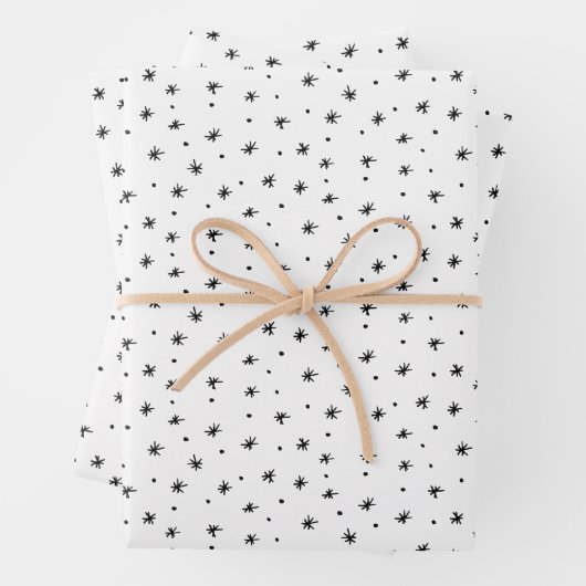 Minimalistische Weihnachts-Schwarz & Weiß-Einfache Geschenkpapier Set (Beispiel)