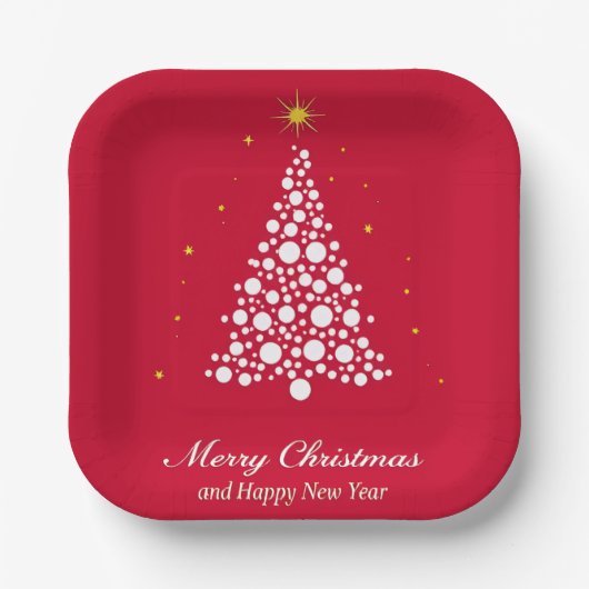 Minimalistische Weihnachtsbaum-Illustration Pappteller (Vorderseite)