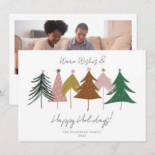 Minimalistische Weihnachtsbäume Festtags-Foto Feiertagskarte