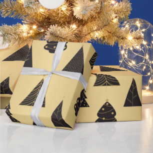 Minimalistische Weihnachtsbäume, Gold und Gold Geschenkpapier