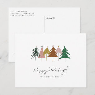Minimalistische Weihnachtsbäume im Festtagsstil H Feiertagspostkarte