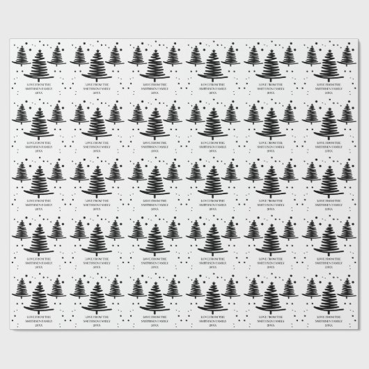 Minimalistische Weihnachtsbäume in Weiß Geschenkpapier (Flach)