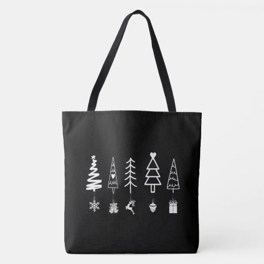 Minimalistische Weihnachtsbäume mit Ornamenten Tot Tasche (Vorderseite)