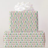 Minimalistische Weihnachtsbäume rot und grün Geschenkpapier