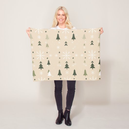 Minimalistische Weihnachtsbäume & Schneeflocken Fleecedecke (Beispiel)