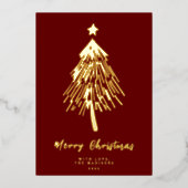 Minimalistische Weihnachtsbaumkarte Folien Feiertagskarte (Vorderseite)