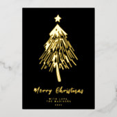 Minimalistische Weihnachtsbaumkarte Folien Feiertagskarte (Vorderseite)