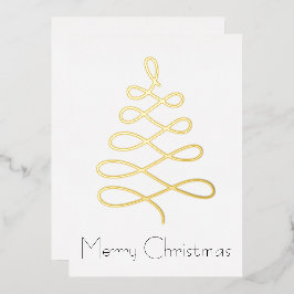 Minimalistische Weihnachtsbaumkarte in Gold Folien Feiertagskarte